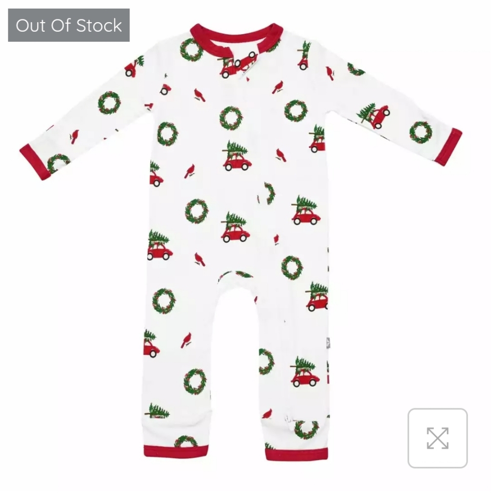 KYTE WREATH ROMPER ONESIE CHRISTMAS PAJAMAS